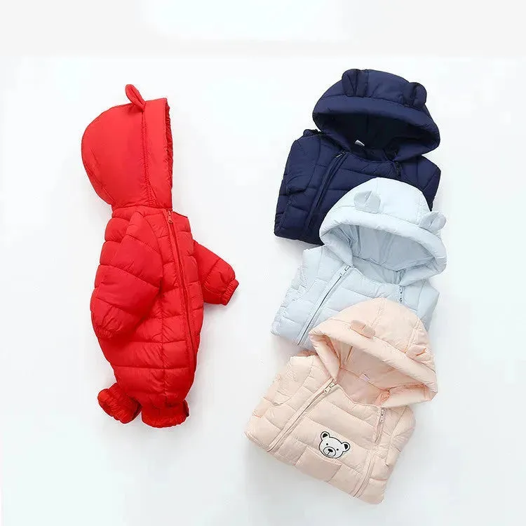 Infant Baby Puffer Hoodie Overall Romper Jumpsuit