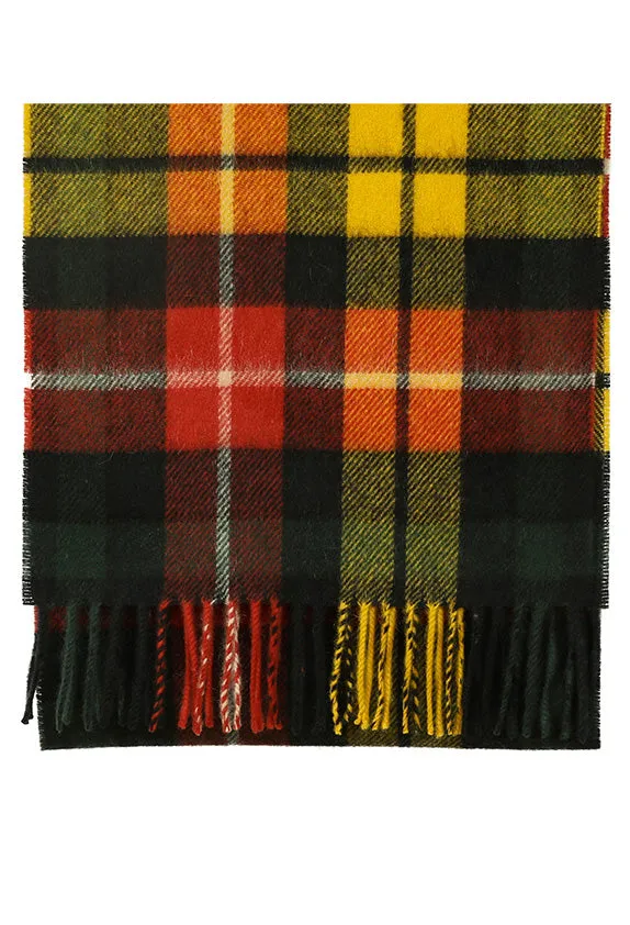 Joshua Ellis Classic Tartan Cashmere Scarf Green x Orange