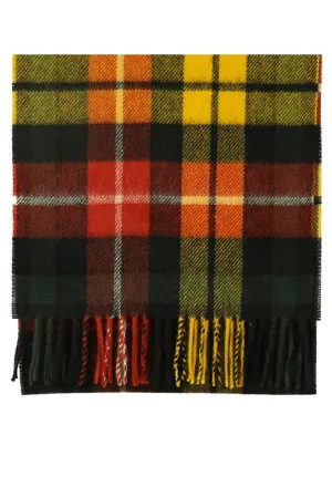 Joshua Ellis Classic Tartan Cashmere Scarf Green x Orange