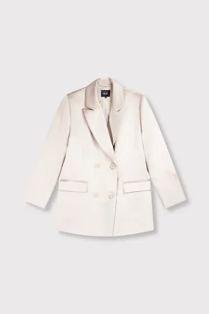 Ladeis Woven Shiny Coat - Nude