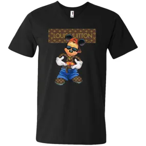 Louis Vuitton Mickey Mouse Cartoon T-shirt Men V-Neck T-Shirt