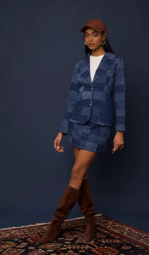 LOVE THE LABEL-Montana Denim Blazer Patchwork Denim