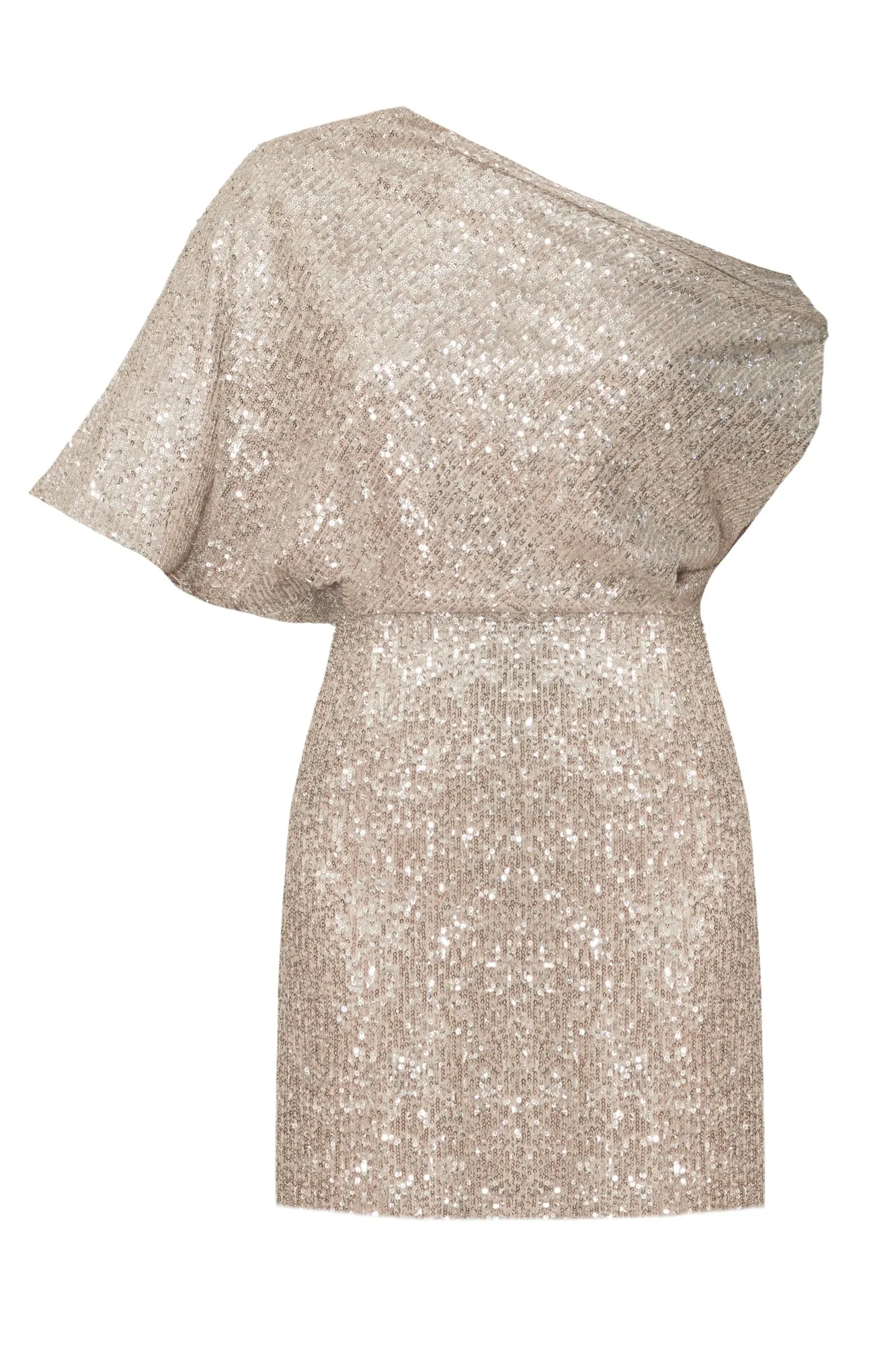 MARI silver sequin asymmetric mini dress