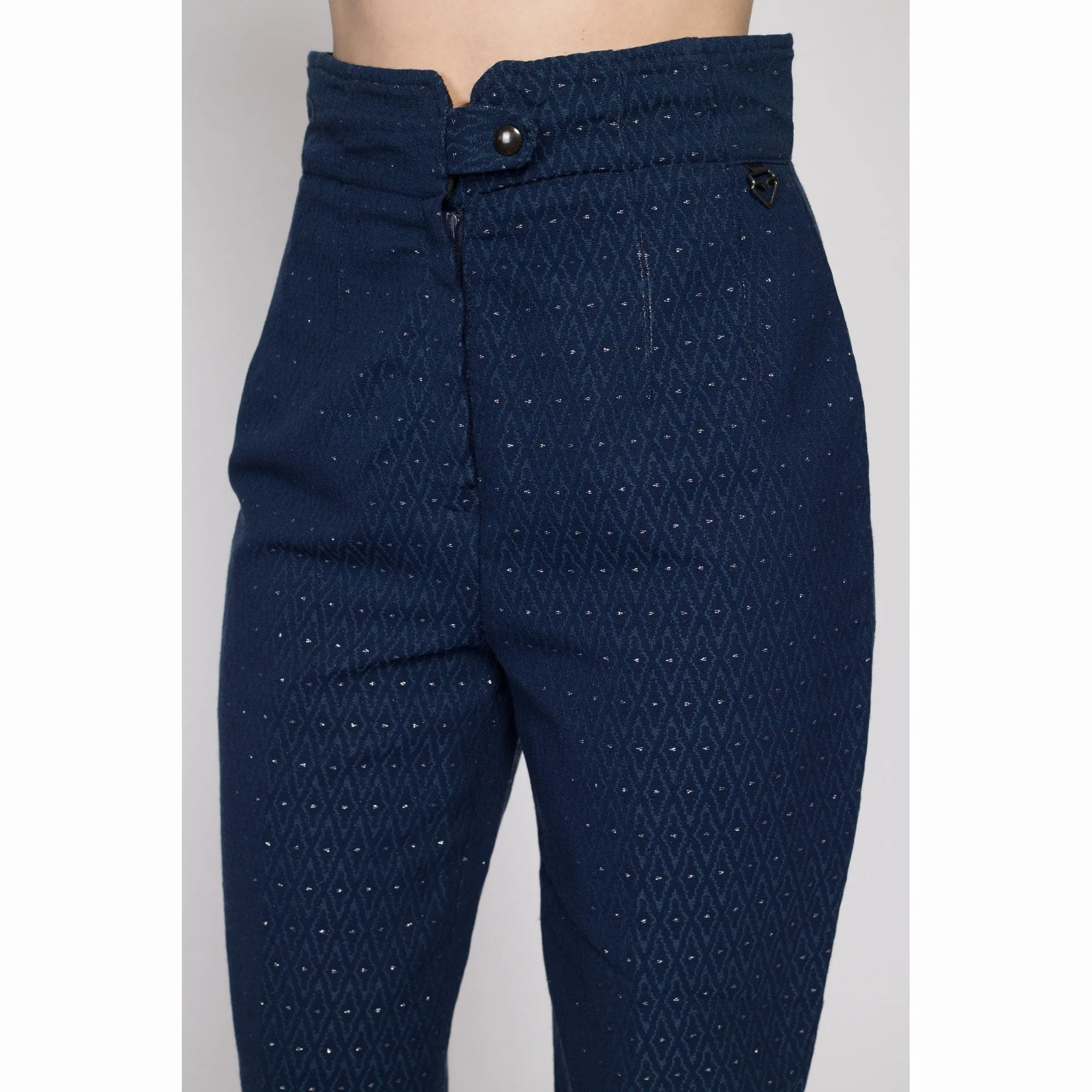 Medium 80s Obermeyer Navy Blue Metallic Stirrup Ski Pants
