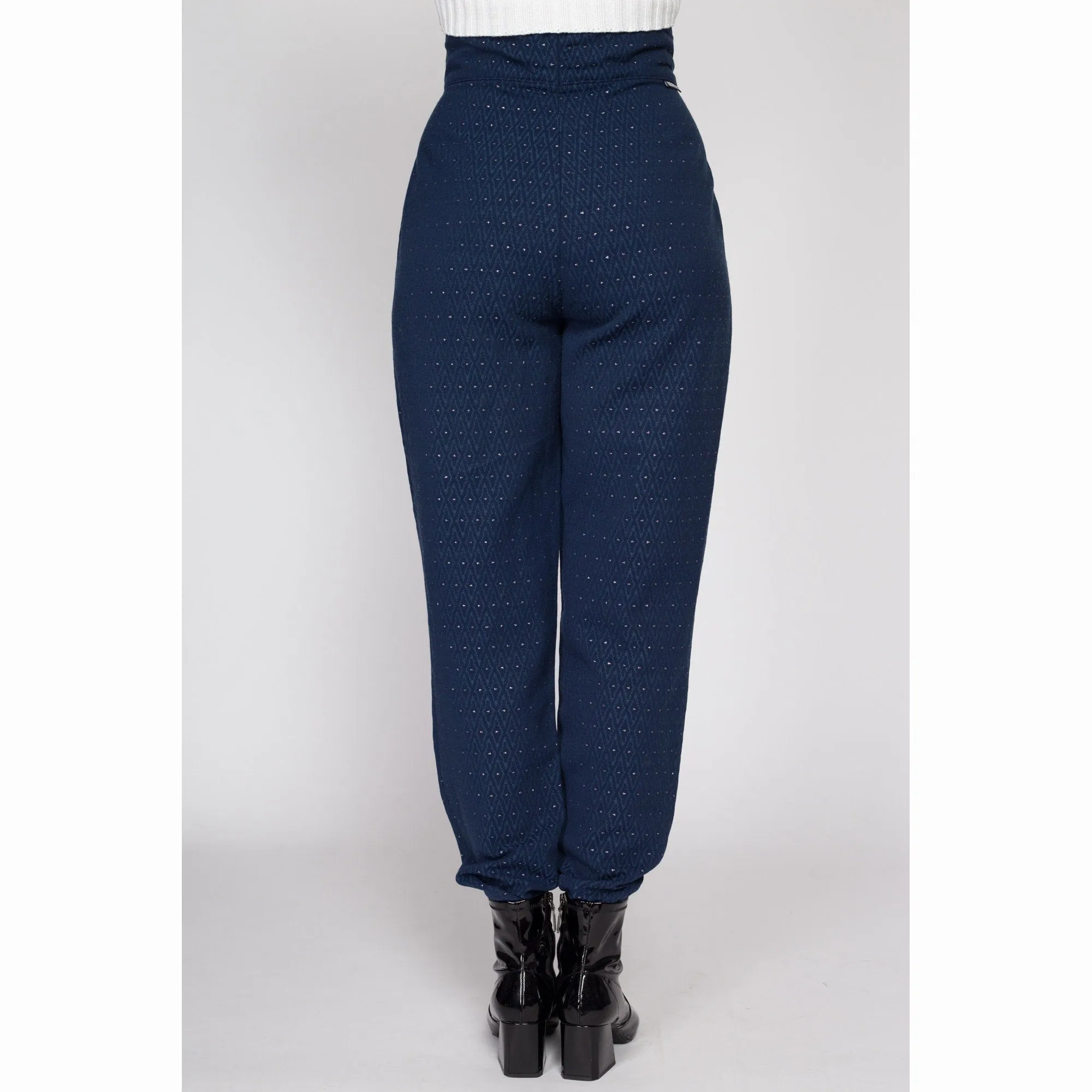 Medium 80s Obermeyer Navy Blue Metallic Stirrup Ski Pants