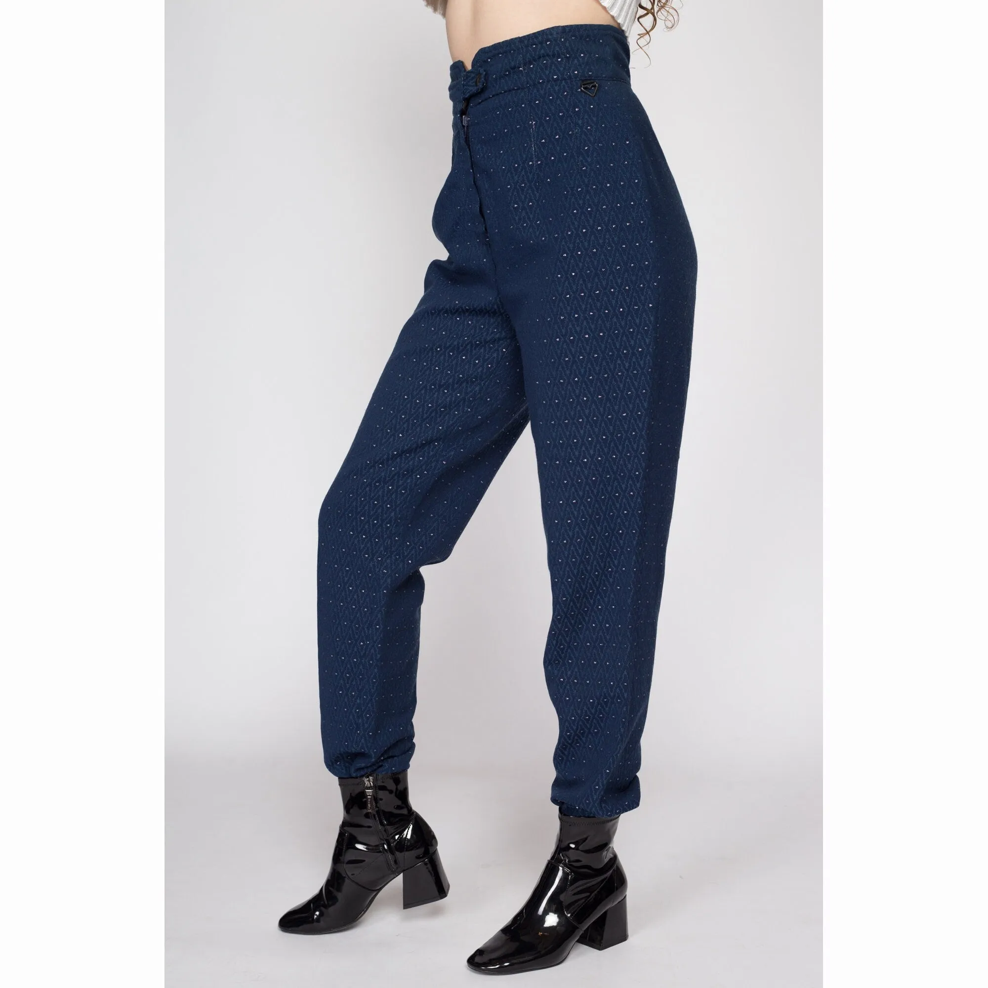 Medium 80s Obermeyer Navy Blue Metallic Stirrup Ski Pants