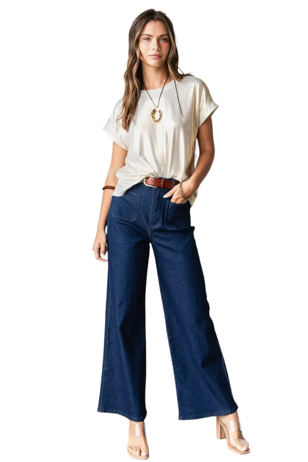 Mittoshop High Waist Wide Leg Jeans