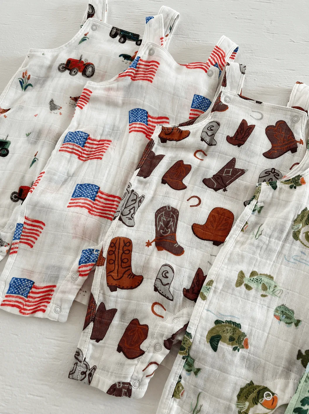 Muslin Overall, Cowboy Boots