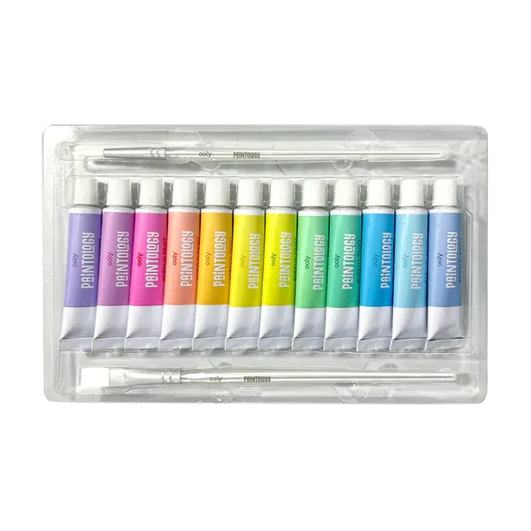 Ooly Paintology Acrylic Paints   2 Brushes - Pastel Colours