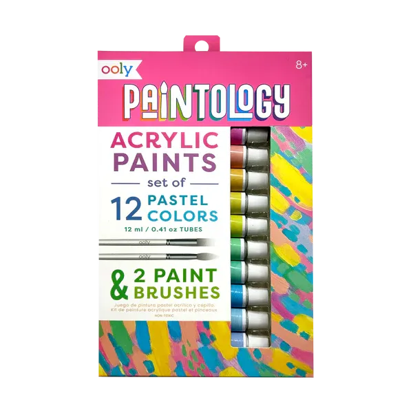 Ooly Paintology Acrylic Paints   2 Brushes - Pastel Colours