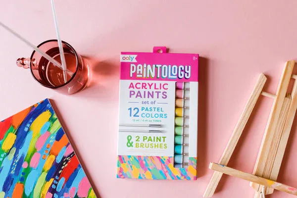 Ooly Paintology Acrylic Paints   2 Brushes - Pastel Colours