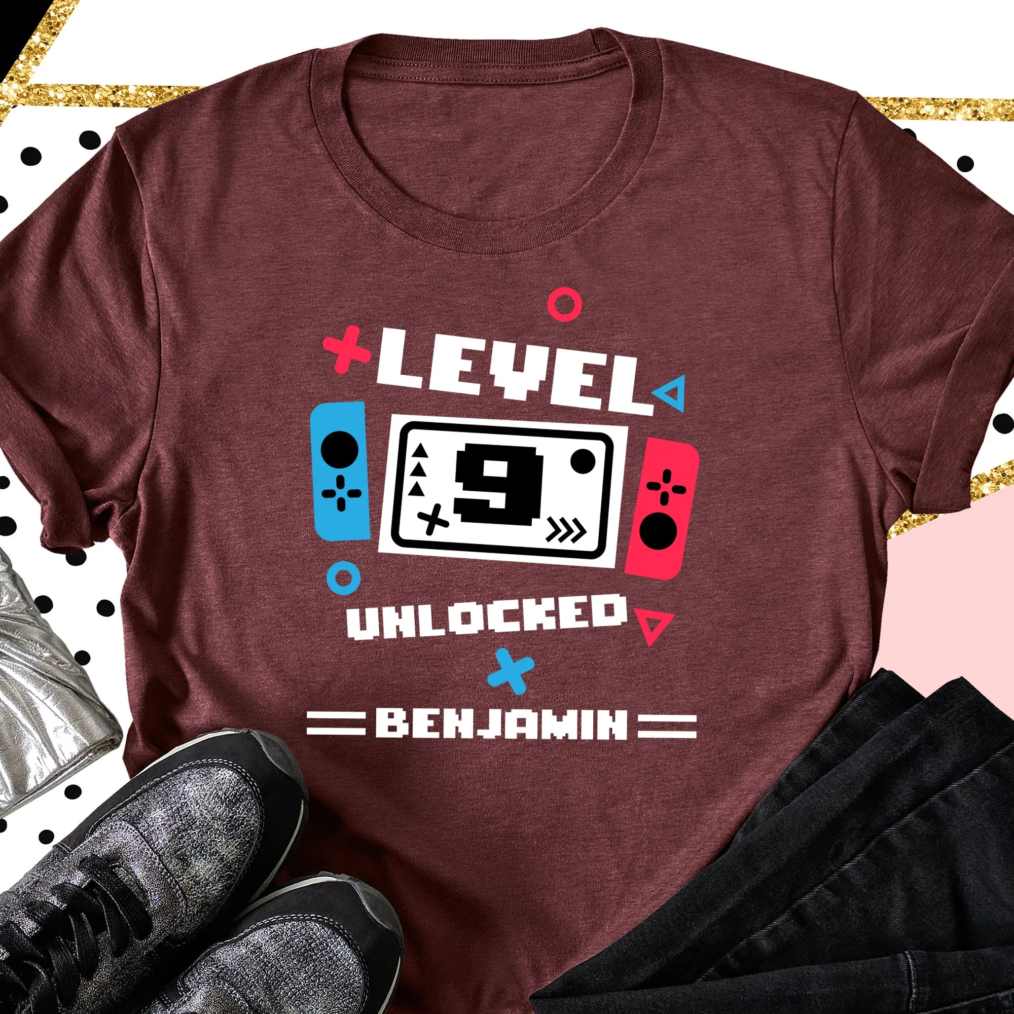 Personalized Level 9 Unlocked Birthday Youth T-shirt