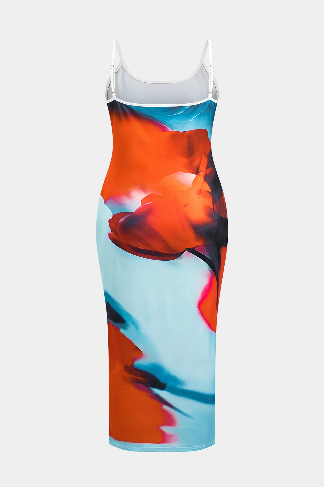 Plus Size Floral Print Slip Midi Dress