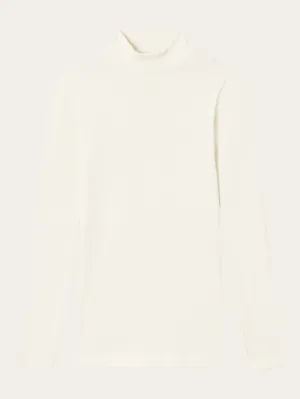Rib high neck long sleeve - Snow White