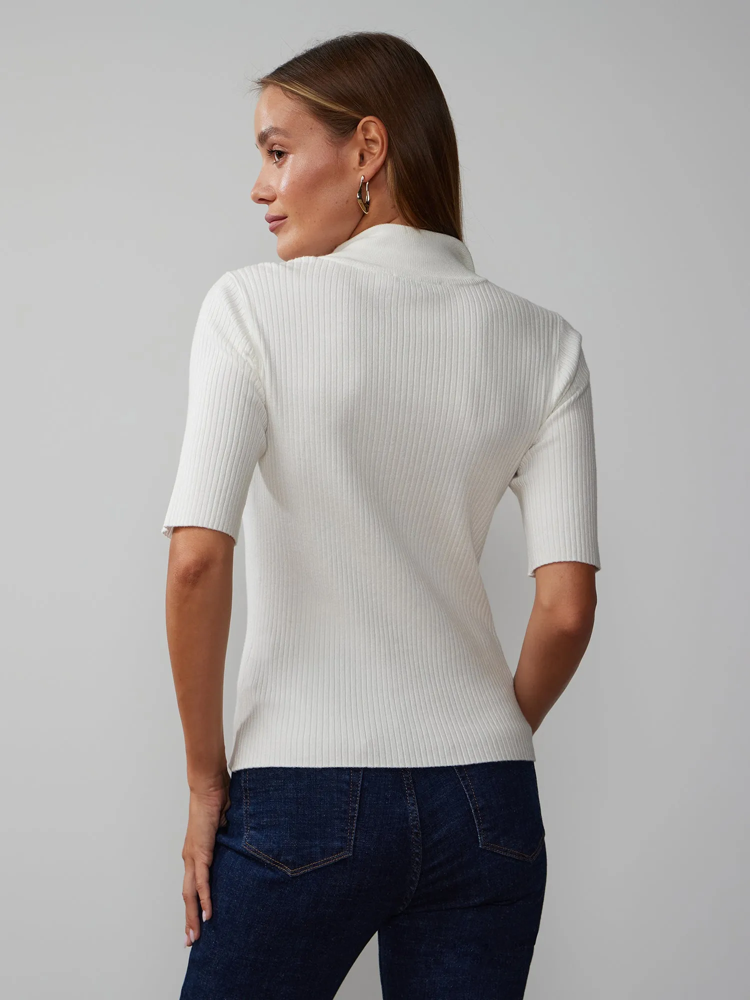 Ribbed Button Up Henley Sweater Tee