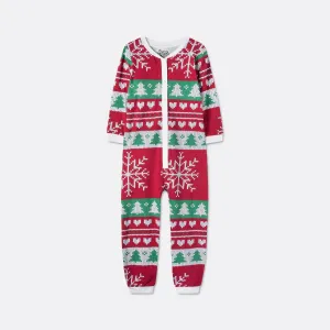 Roter Strickmuster Overall Weihnachtspyjama Kinder