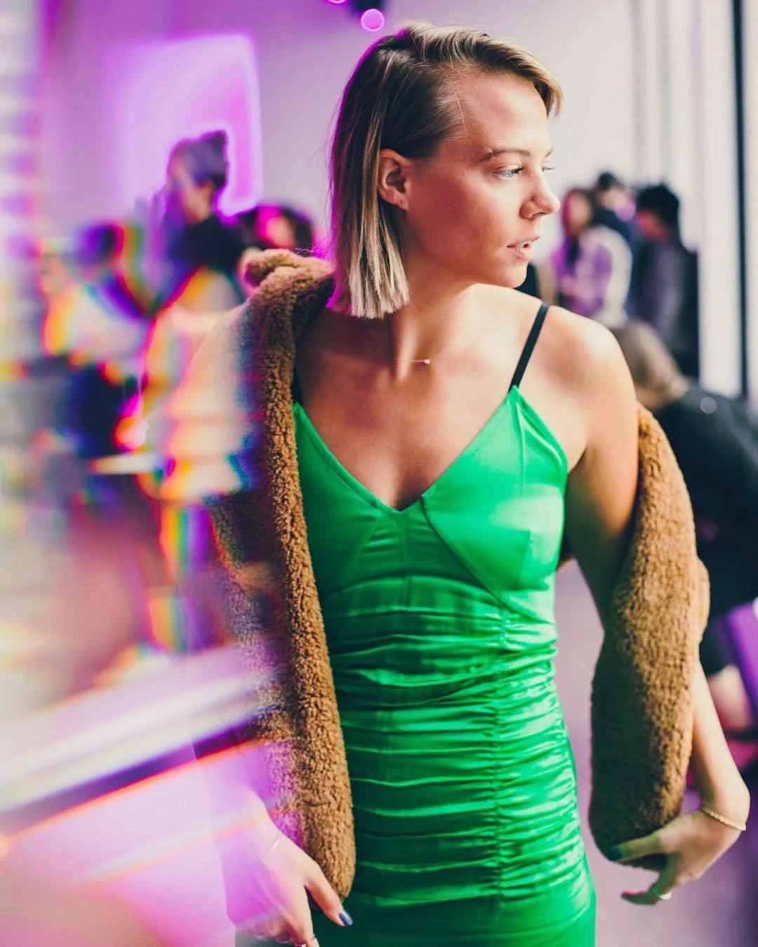 Ruched Slip Stylish Dress in Green
