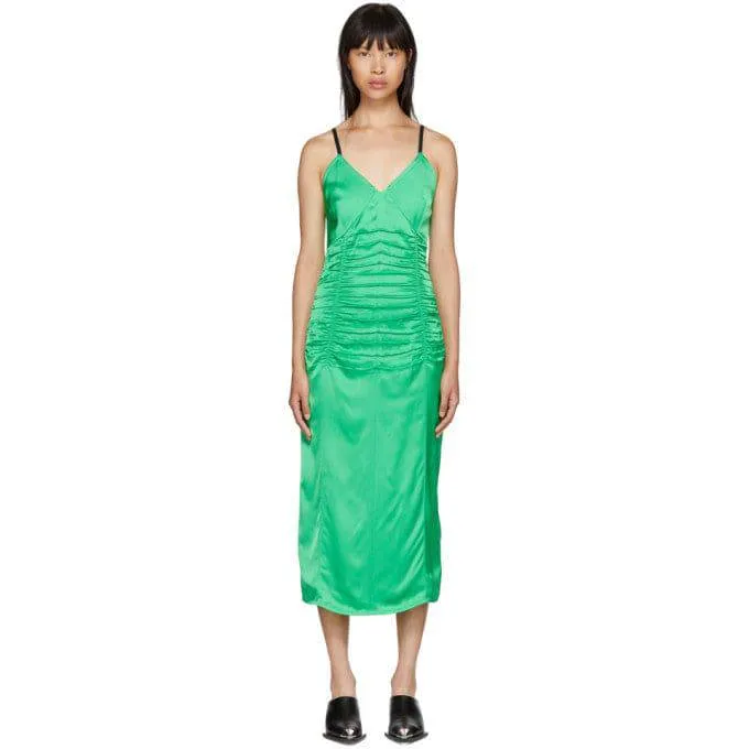 Ruched Slip Stylish Dress in Green