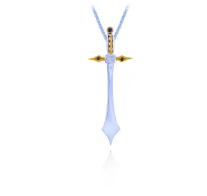 SAINT Sword Pendant with Diamonds and Royal Blue Sapphires