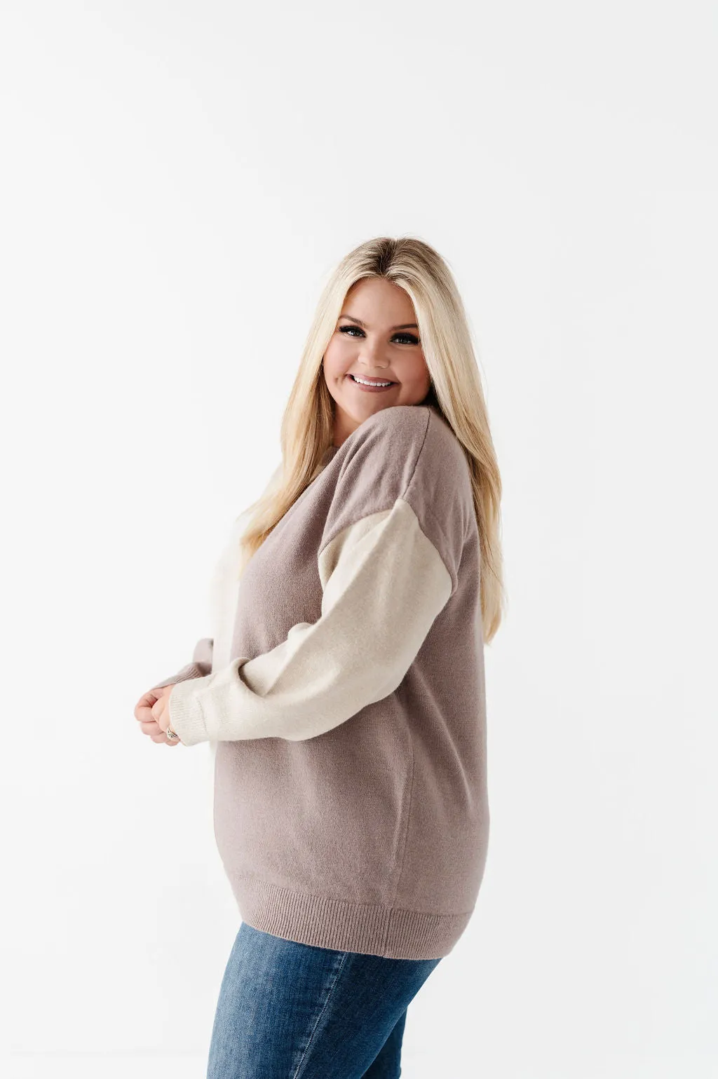 Senna Colorblock Sweater in Mocha