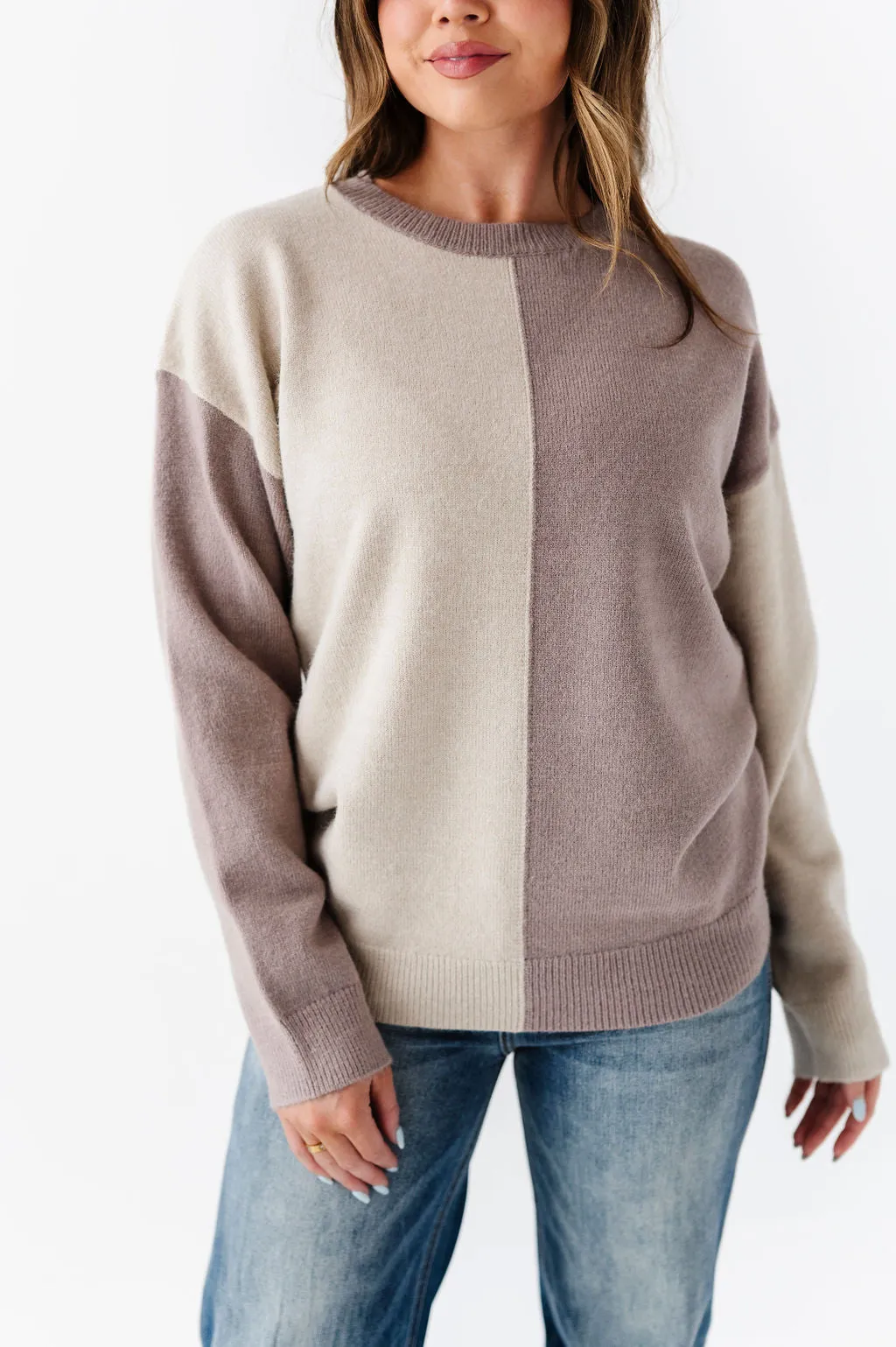 Senna Colorblock Sweater in Mocha