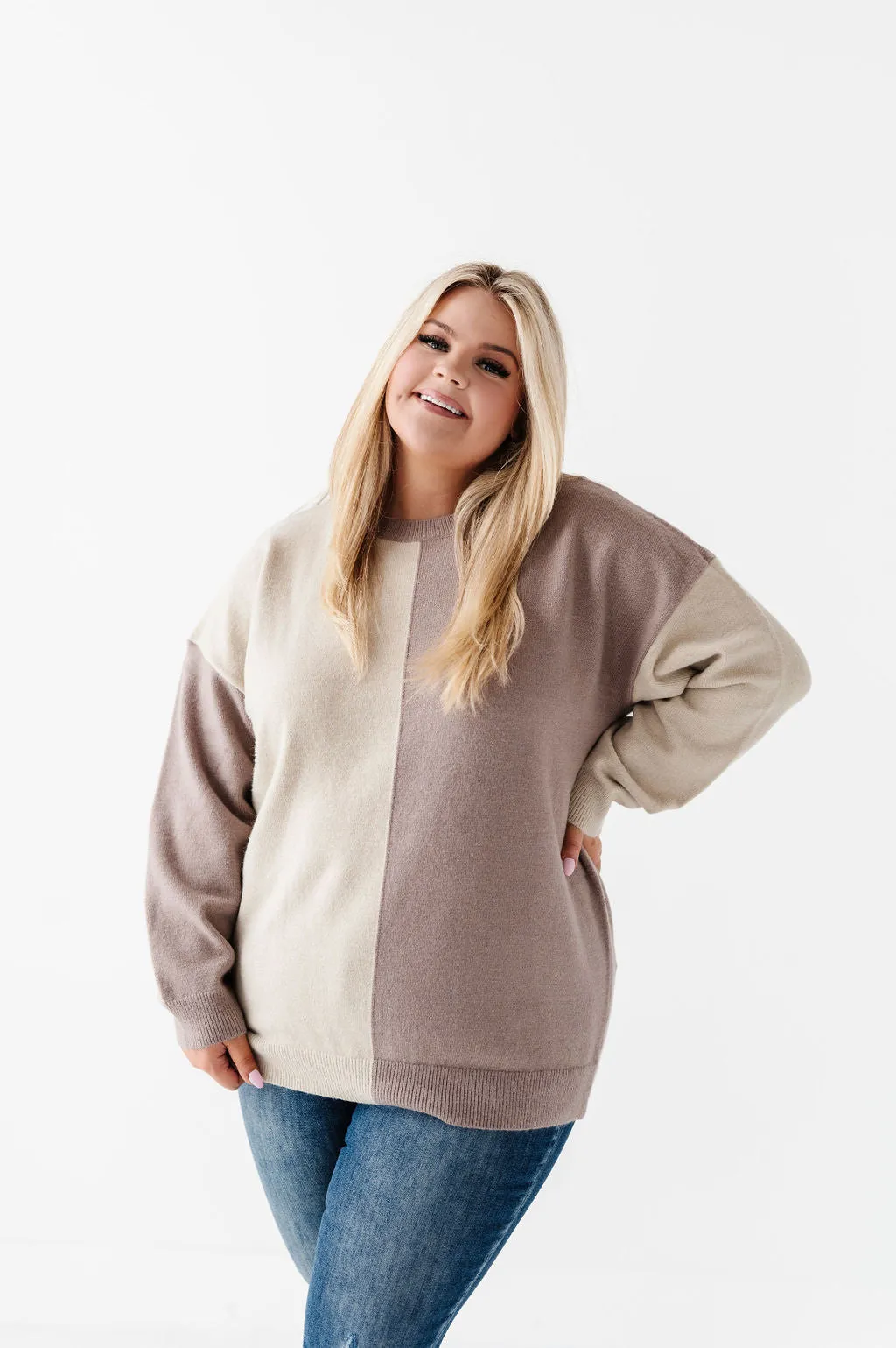 Senna Colorblock Sweater in Mocha