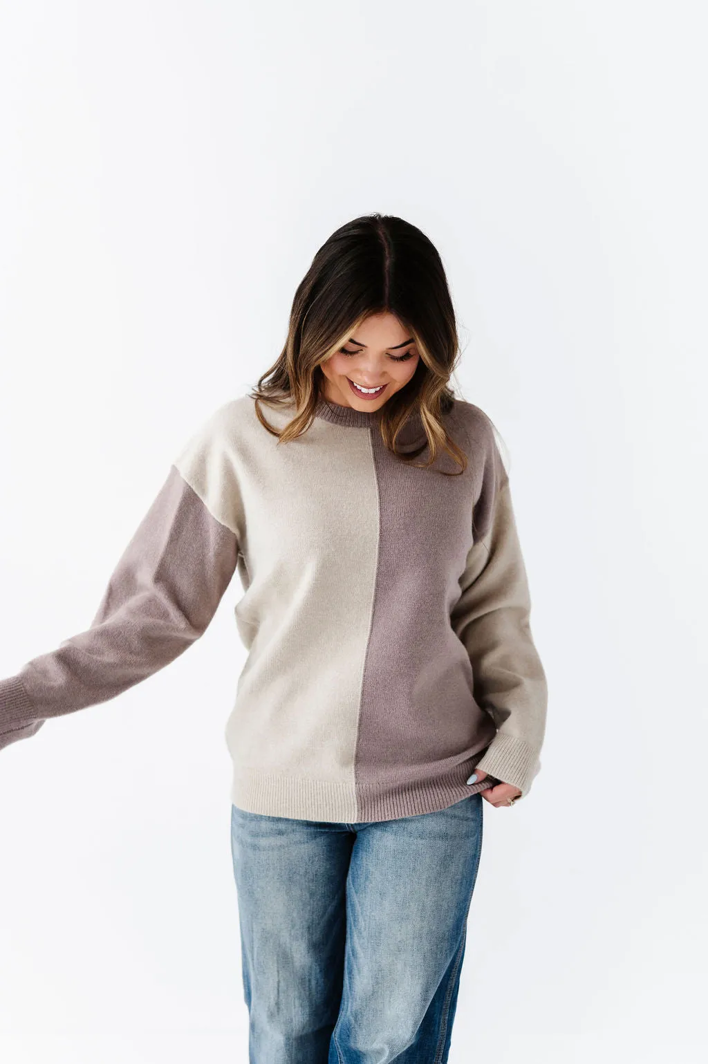 Senna Colorblock Sweater in Mocha