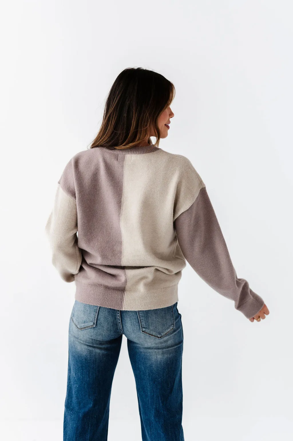Senna Colorblock Sweater in Mocha