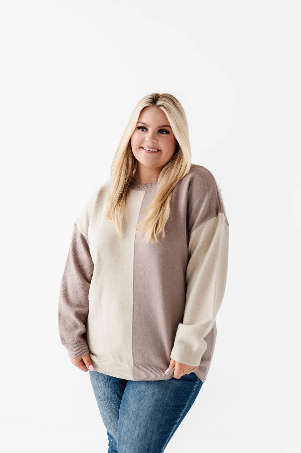 Senna Colorblock Sweater in Mocha
