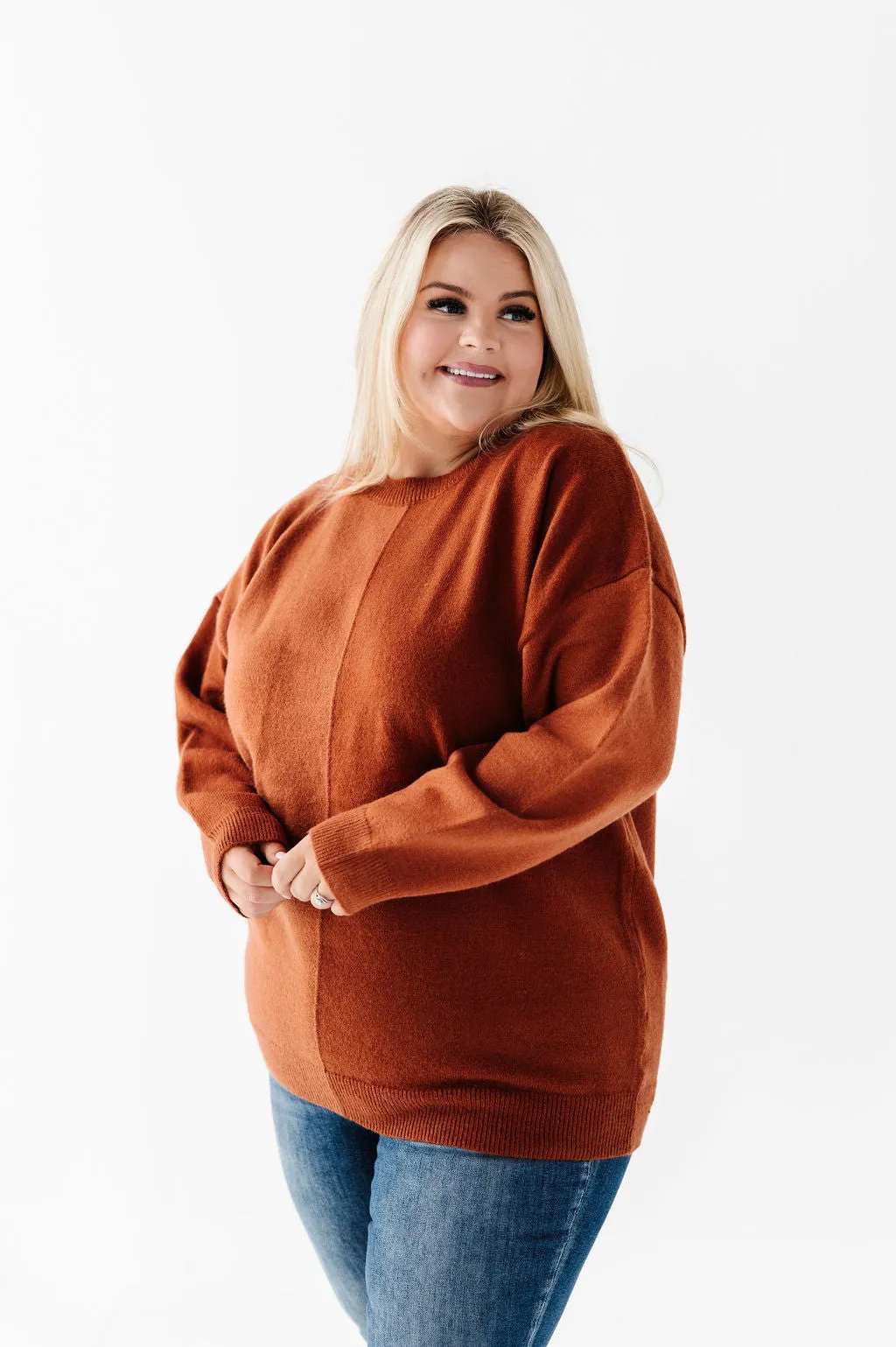 Senna Colorblock Sweater in Rust
