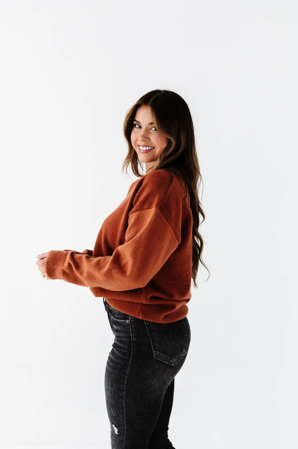 Senna Colorblock Sweater in Rust