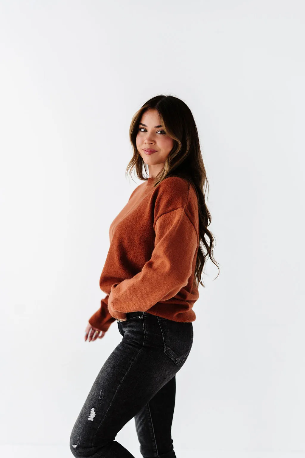 Senna Colorblock Sweater in Rust