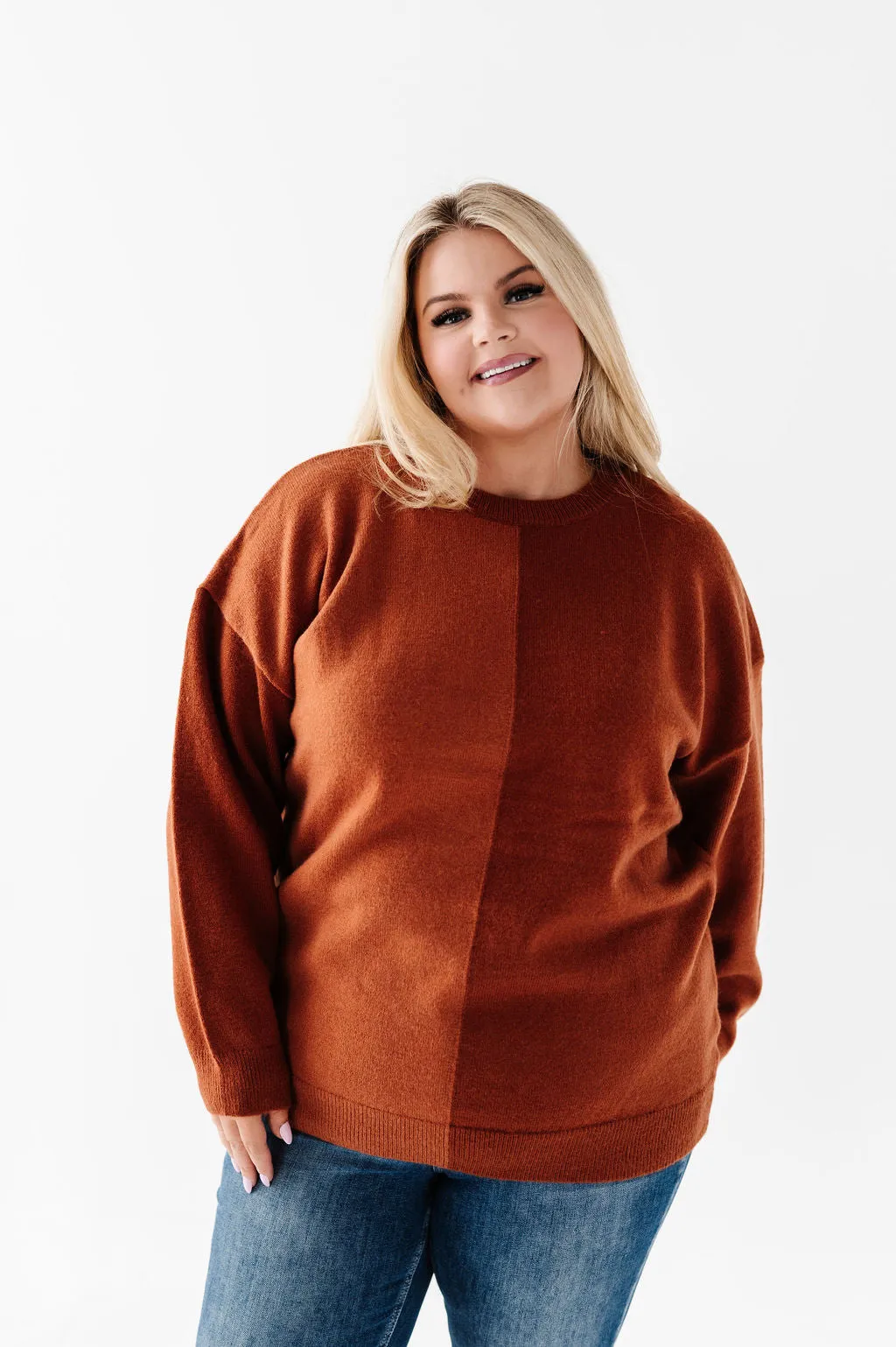 Senna Colorblock Sweater in Rust