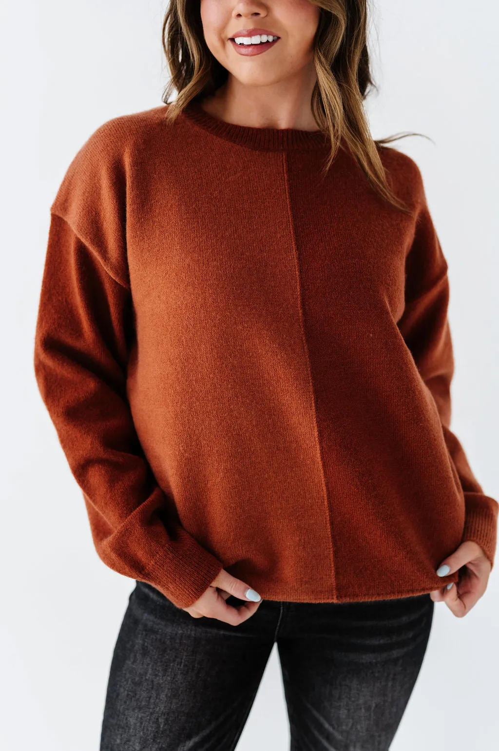 Senna Colorblock Sweater in Rust