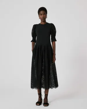 SFIZIO - BRODERIE ANGLAISE MIDI DRESS