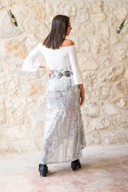 Silver Sequin Skirt