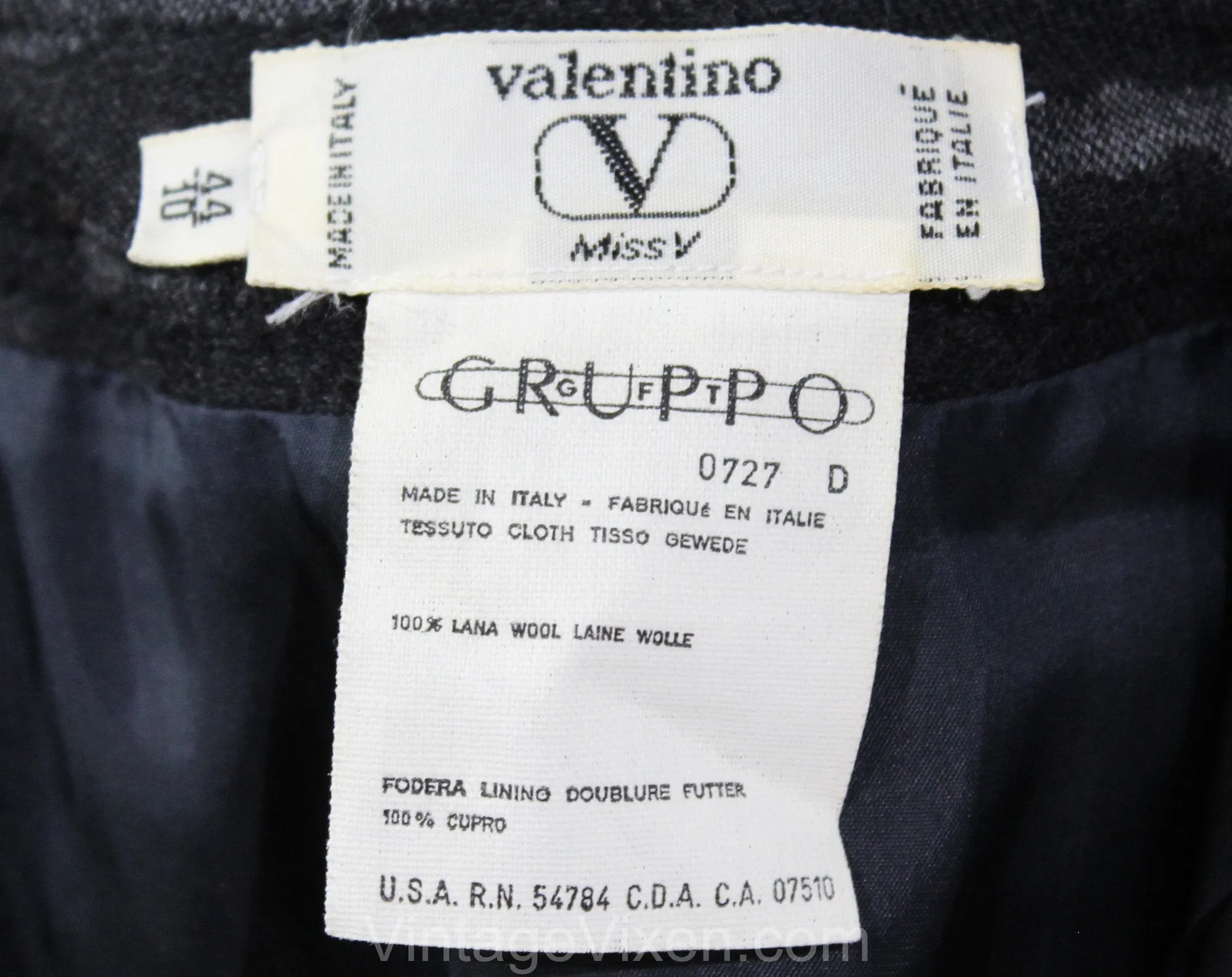Size 8 Designer Gray Skirt - Valentino Avant Garde Abstract Wool Tailored Skirt - Chic 90s Office Wear - Edgy Woodgrain Print - Waist 27