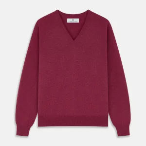 Soft Burgundy Cashmere V-neck Paden Jumper