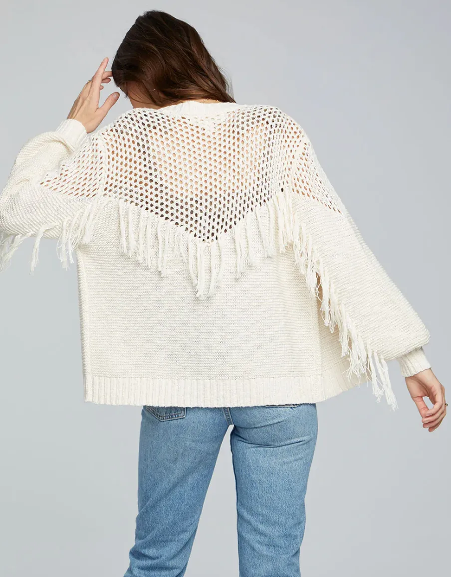 SWL Sweater Cardi w/Fringe-Cream
