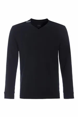 T-SHIRT V-NECK LONG SLEEVE - 1021C - BLACK