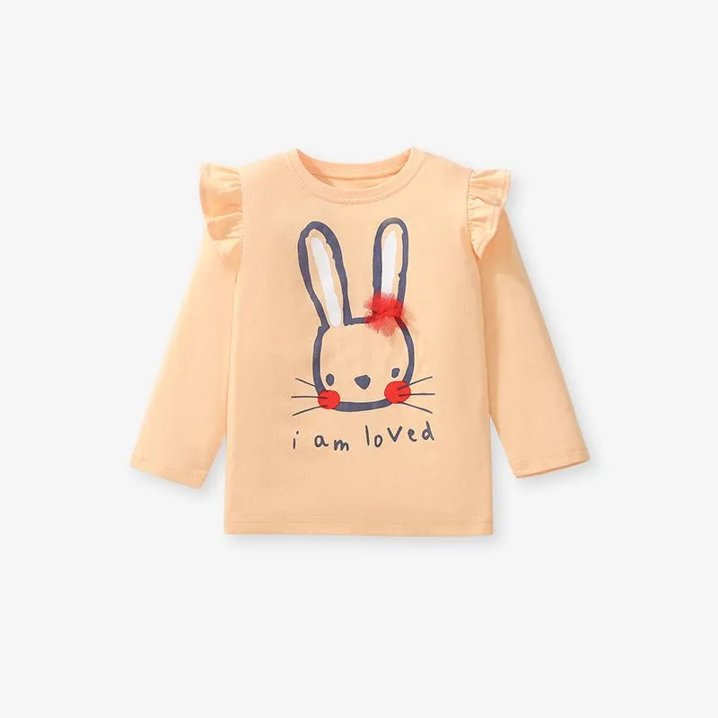 Toddler/Kid Girl's Long Sleeve Love-Filled Bunny Design T-shirt