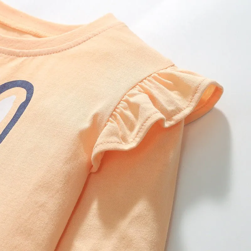 Toddler/Kid Girl's Long Sleeve Love-Filled Bunny Design T-shirt