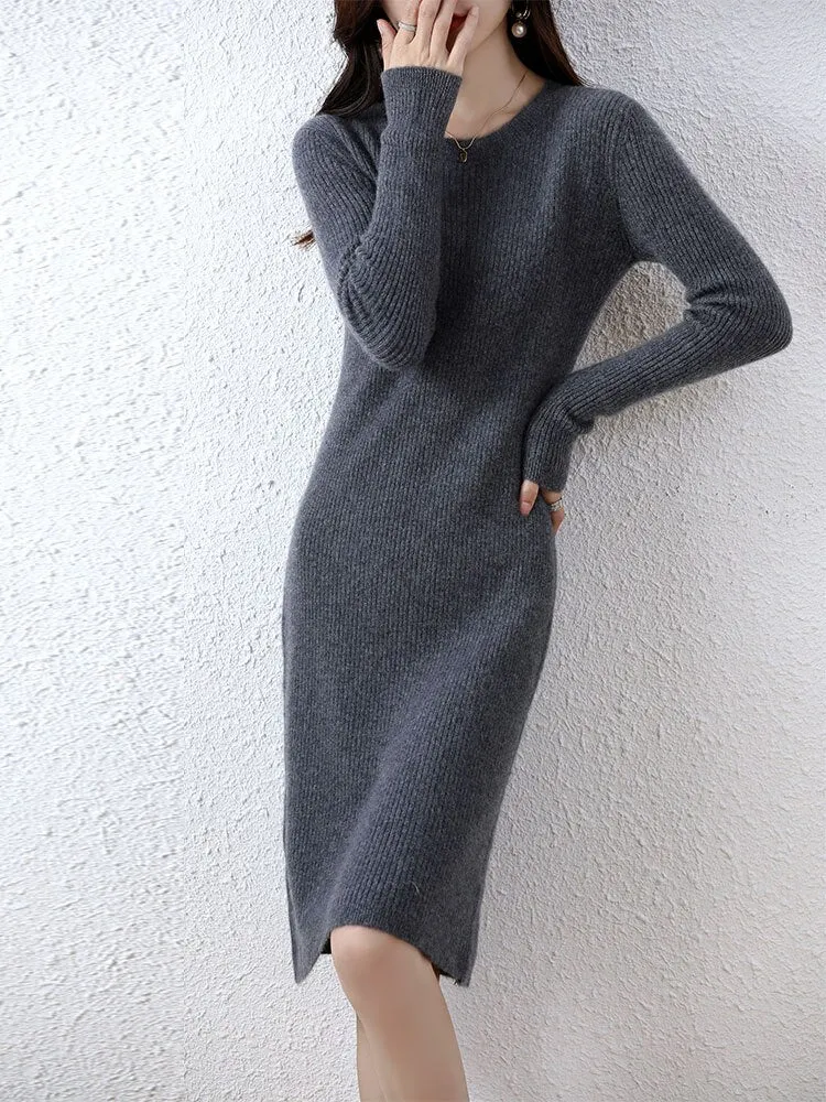 Vienna Cashmere Sweater Dress 100% Merino Wool