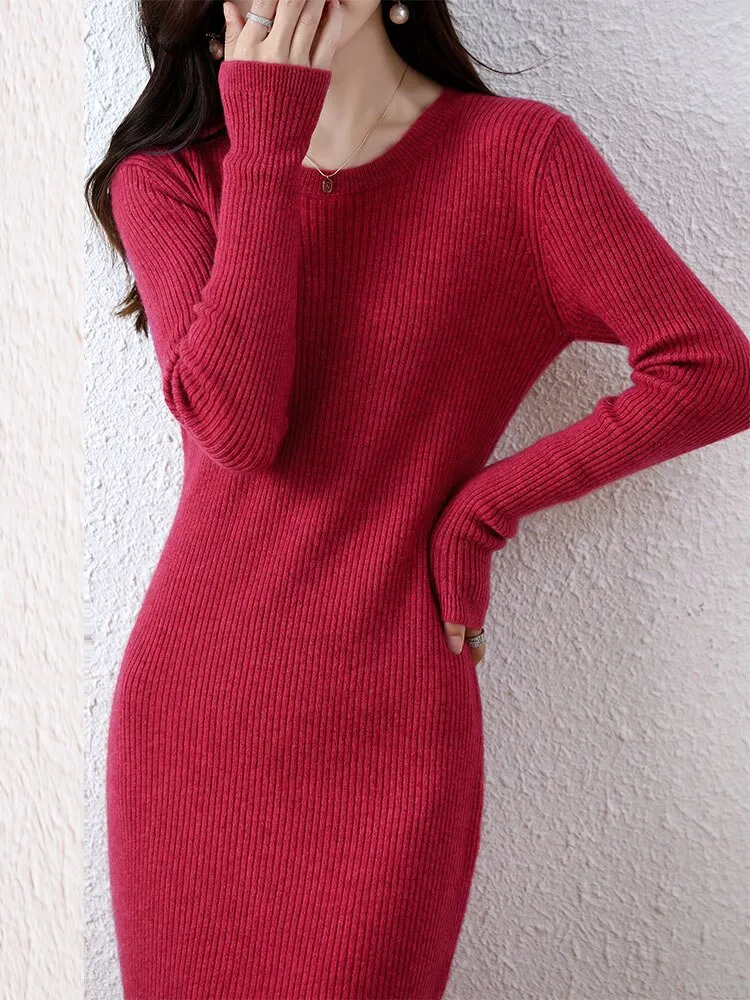 Vienna Cashmere Sweater Dress 100% Merino Wool