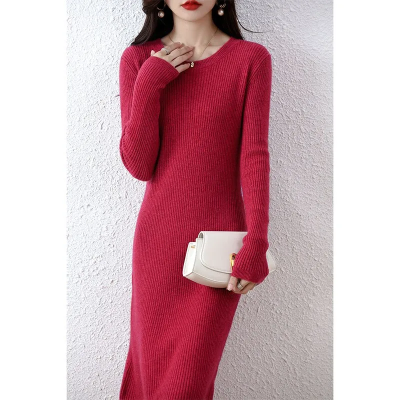 Vienna Cashmere Sweater Dress 100% Merino Wool