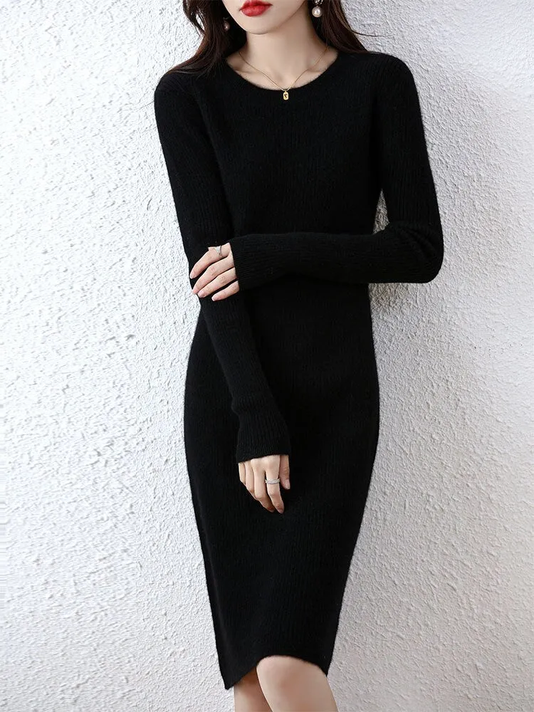 Vienna Cashmere Sweater Dress 100% Merino Wool