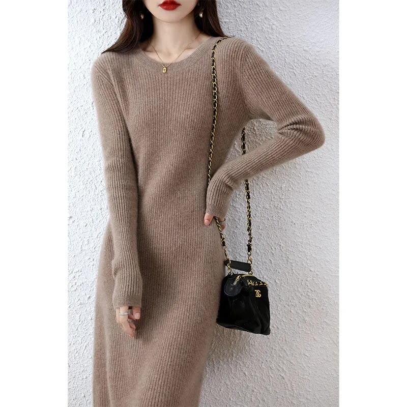 Vienna Cashmere Sweater Dress 100% Merino Wool