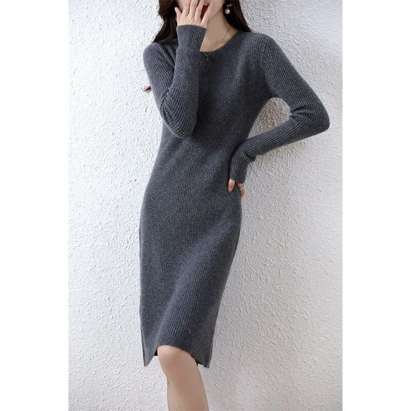 Vienna Cashmere Sweater Dress 100% Merino Wool