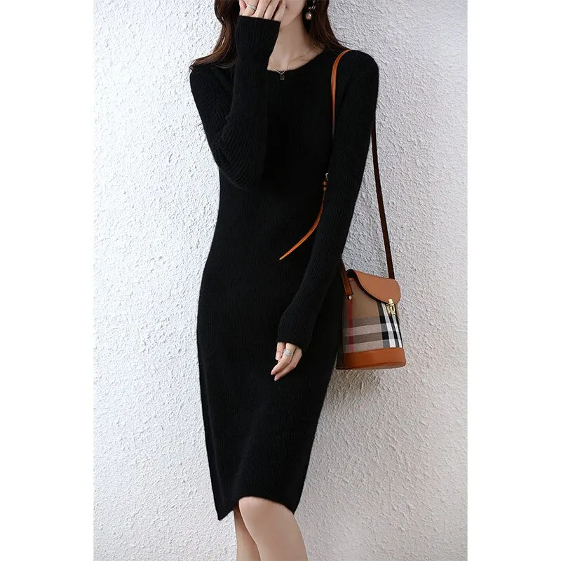 Vienna Cashmere Sweater Dress 100% Merino Wool