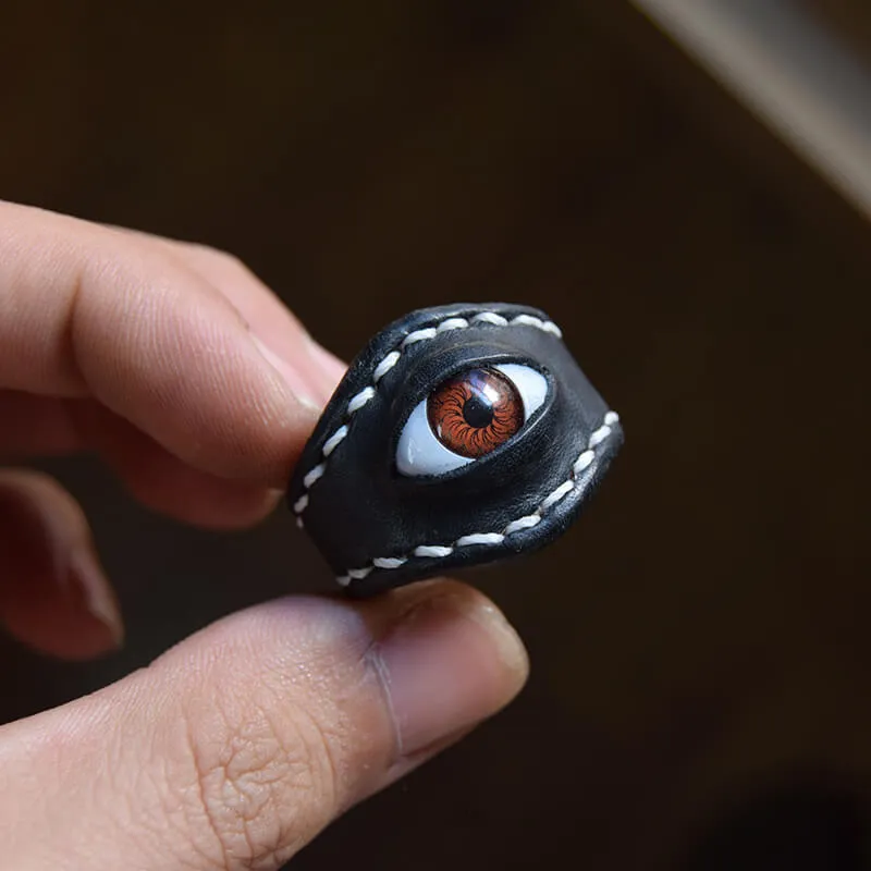 Vintage Evil Eye Leather Scarf Ring